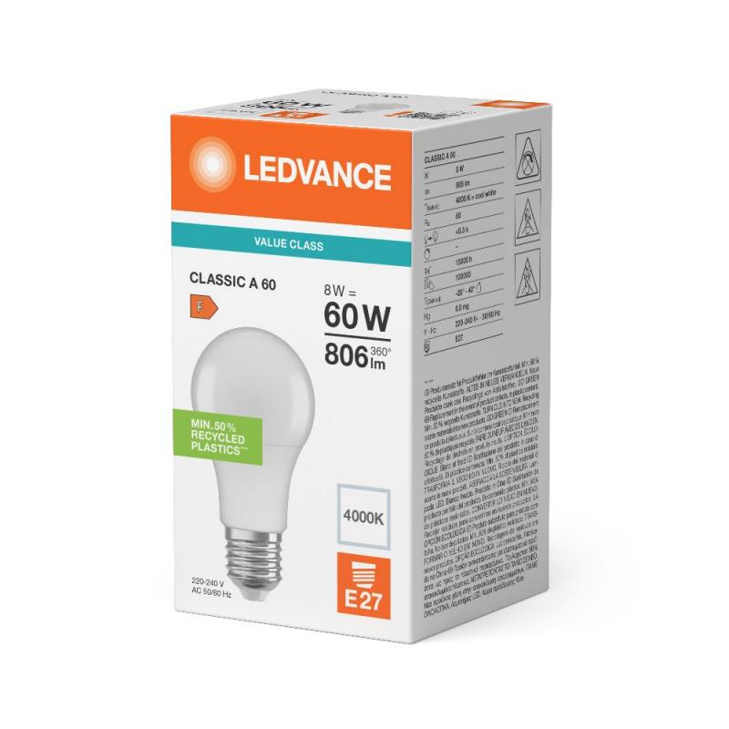 Ledvance E27 LED Lampe Classic matt 8W wie 60W 4000K neutralweißes Licht - Performance Class